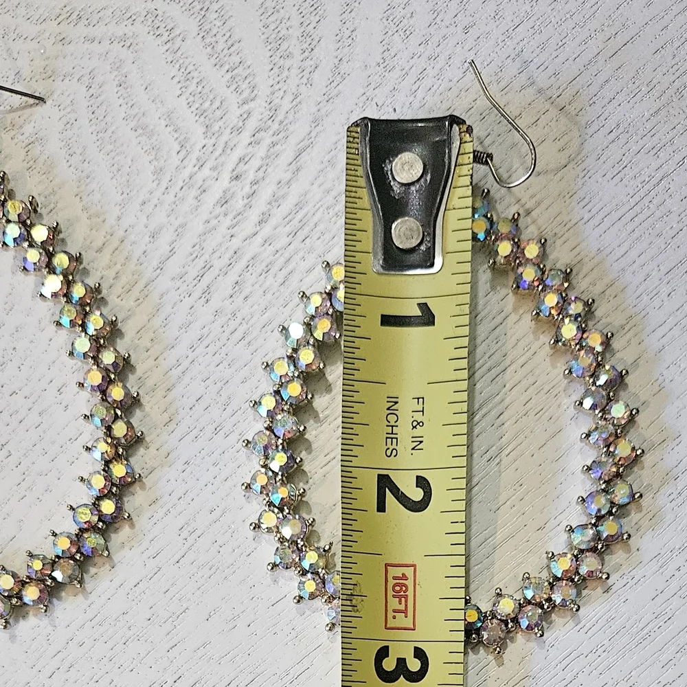 Crystal Oval Statement Dangle Earrings –Glam! - Picture 4 of 5